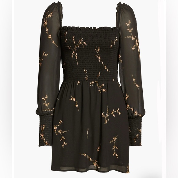 Reformation Kelli Smocked Bodice Fit & Flare Minidress Wildflower XS NWT